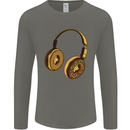 Donut Headphones Music DJ DJing Funny Mens Long Sleeve T-Shirt Charcoal