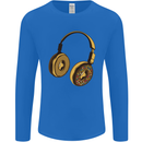 Donut Headphones Music DJ DJing Funny Mens Long Sleeve T-Shirt Royal Blue