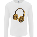 Donut Headphones Music DJ DJing Funny Mens Long Sleeve T-Shirt White