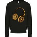 Donut Headphones Music DJ DJing Funny Mens Sweatshirt Jumper Black