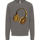 Donut Headphones Music DJ DJing Funny Mens Sweatshirt Jumper Charcoal