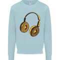 Donut Headphones Music DJ DJing Funny Mens Sweatshirt Jumper Light Blue