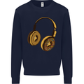 Donut Headphones Music DJ DJing Funny Mens Sweatshirt Jumper Navy Blue