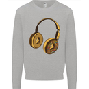 Donut Headphones Music DJ DJing Funny Mens Sweatshirt Jumper Sports Grey
