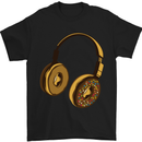 Donut Headphones Music DJ DJing Funny Mens T-Shirt Cotton Gildan Black
