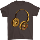 Donut Headphones Music DJ DJing Funny Mens T-Shirt Cotton Gildan Dark Chocolate
