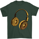 Donut Headphones Music DJ DJing Funny Mens T-Shirt Cotton Gildan Forest Green
