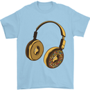 Donut Headphones Music DJ DJing Funny Mens T-Shirt Cotton Gildan Light Blue