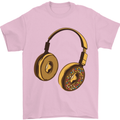 Donut Headphones Music DJ DJing Funny Mens T-Shirt Cotton Gildan Light Pink