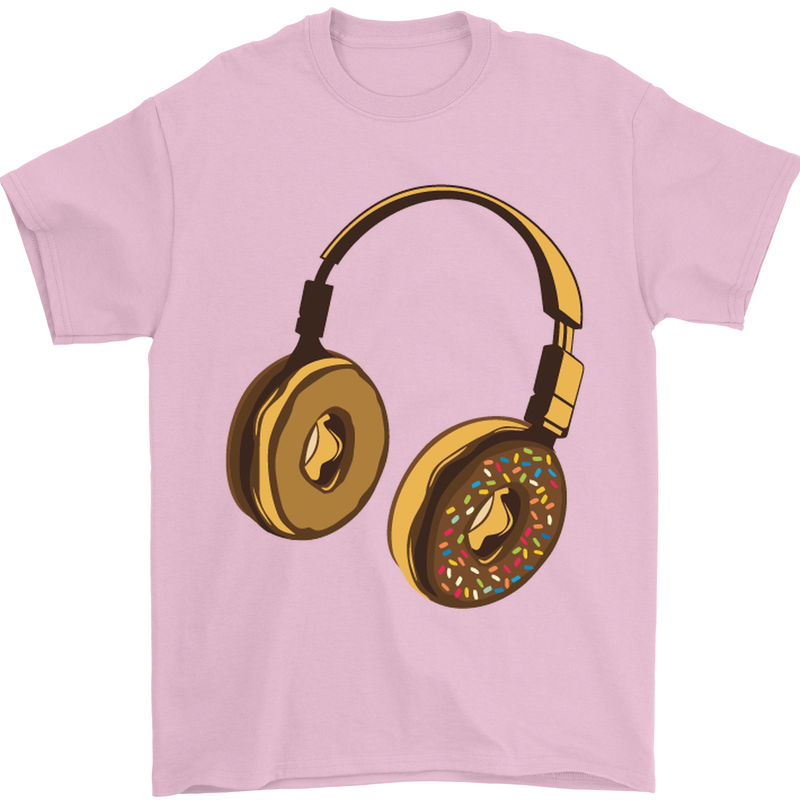 Donut Headphones Music DJ DJing Funny Mens T-Shirt Cotton Gildan Light Pink
