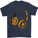 Donut Headphones Music DJ DJing Funny Mens T-Shirt Cotton Gildan Navy Blue