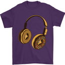 Donut Headphones Music DJ DJing Funny Mens T-Shirt Cotton Gildan Purple