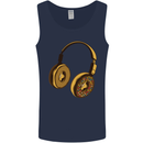 Donut Headphones Music DJ DJing Funny Mens Vest Tank Top Navy Blue