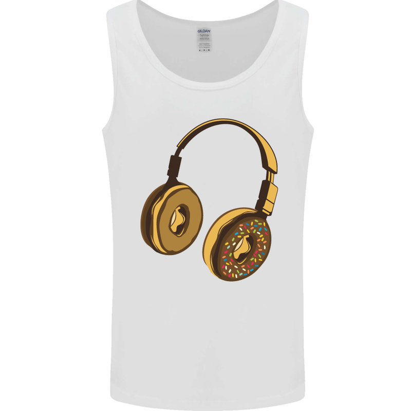 Donut Headphones Music DJ DJing Funny Mens Vest Tank Top White