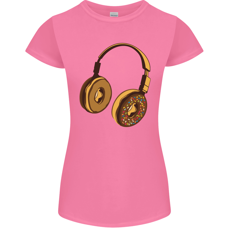 Donut Headphones Music DJ DJing Funny Womens Petite Cut T-Shirt Azalea
