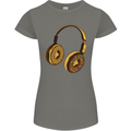 Donut Headphones Music DJ DJing Funny Womens Petite Cut T-Shirt Charcoal