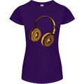 Donut Headphones Music DJ DJing Funny Womens Petite Cut T-Shirt Purple