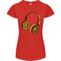 Donut Headphones Music DJ DJing Funny Womens Petite Cut T-Shirt Red