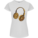 Donut Headphones Music DJ DJing Funny Womens Petite Cut T-Shirt White