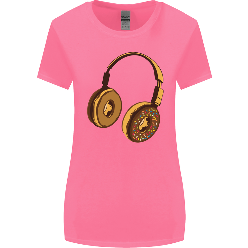 Donut Headphones Music DJ DJing Funny Womens Wider Cut T-Shirt Azalea