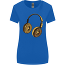 Donut Headphones Music DJ DJing Funny Womens Wider Cut T-Shirt Royal Blue
