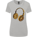 Donut Headphones Music DJ DJing Funny Womens Wider Cut T-Shirt Sports Grey