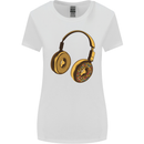Donut Headphones Music DJ DJing Funny Womens Wider Cut T-Shirt White