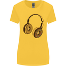 Donut Headphones Music DJ DJing Funny Womens Wider Cut T-Shirt Yellow