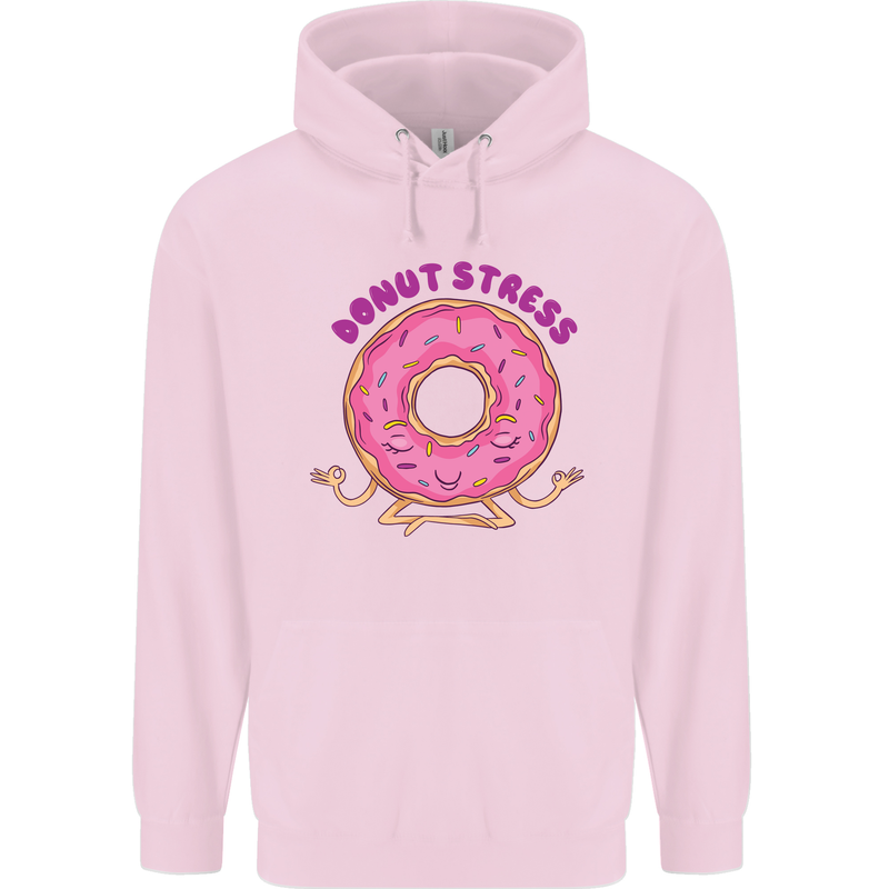 Donut Stress Funny Don't Stress Yoga Joke Childrens Kids Hoodie Light Pink