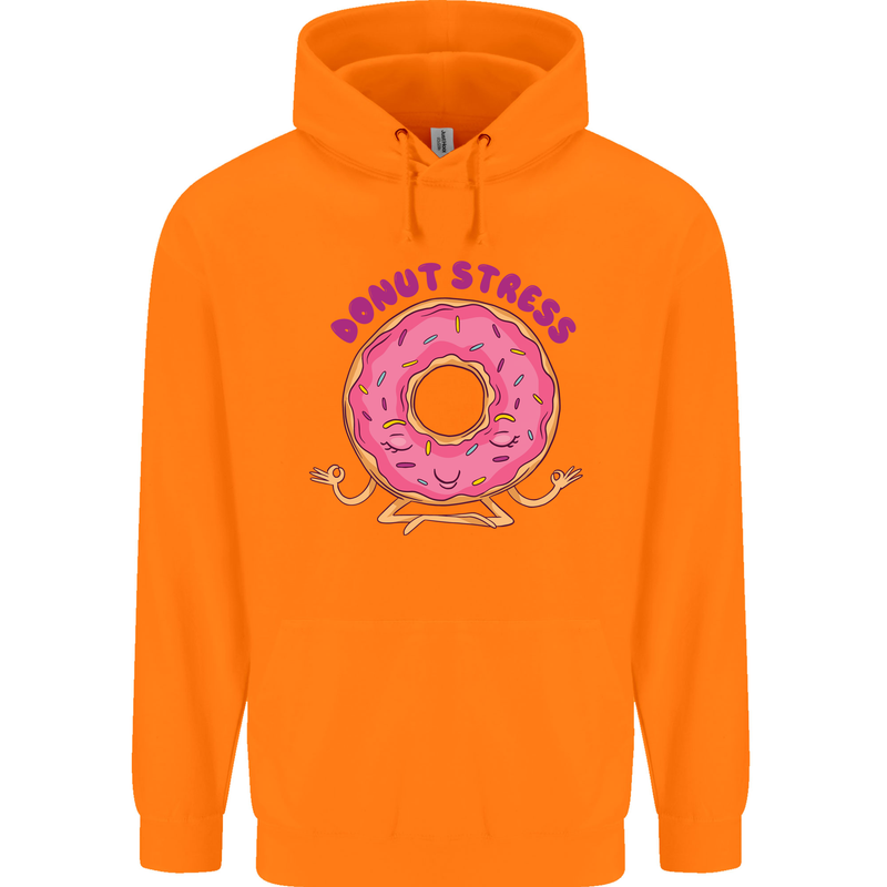 Donut Stress Funny Don't Stress Yoga Joke Childrens Kids Hoodie Orange
