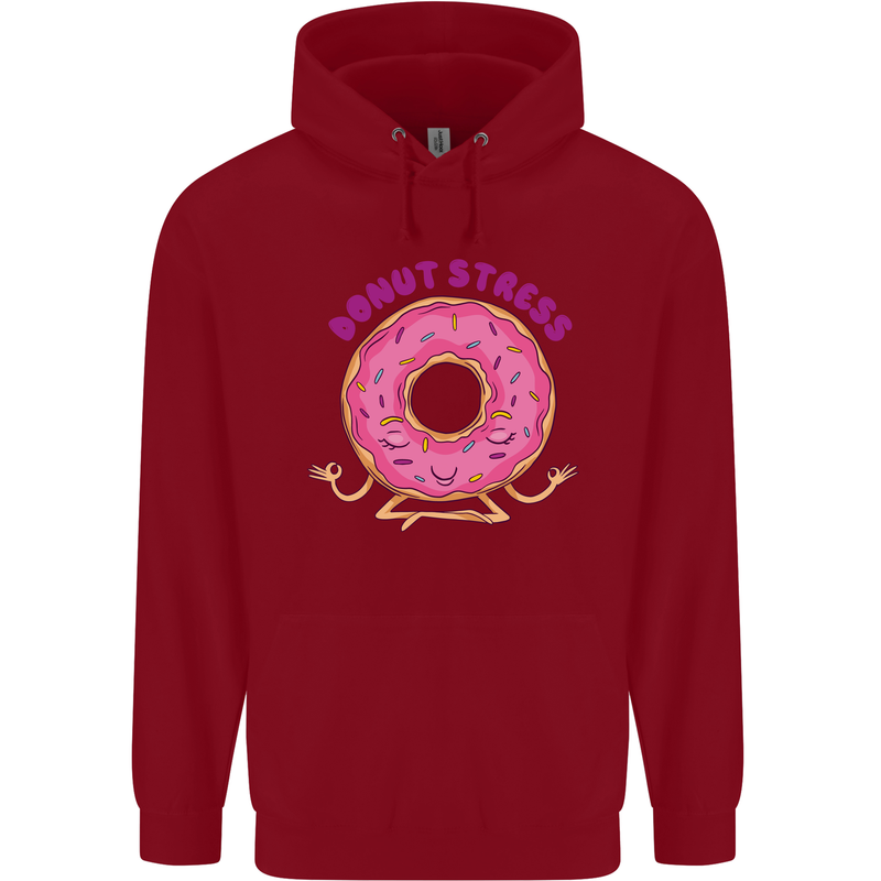 Donut Stress Funny Don't Stress Yoga Joke Childrens Kids Hoodie Red