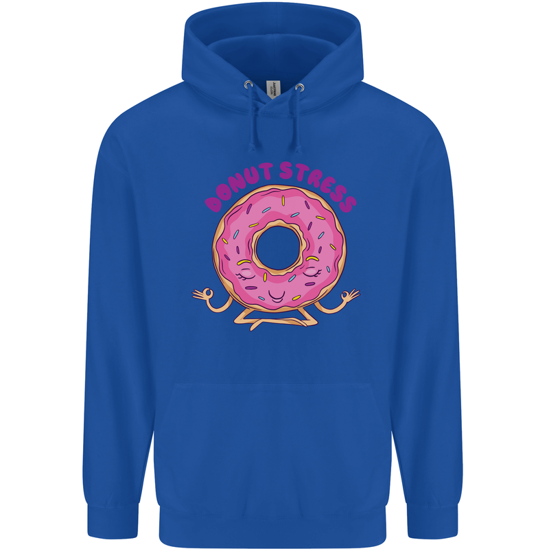 Donut Stress Funny Don't Stress Yoga Joke Childrens Kids Hoodie Royal Blue
