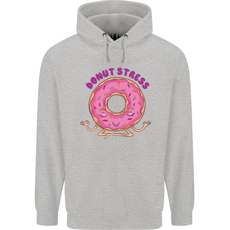 Donut Stress Funny Don't Stress Yoga Joke Childrens Kids Hoodie Sports Grey