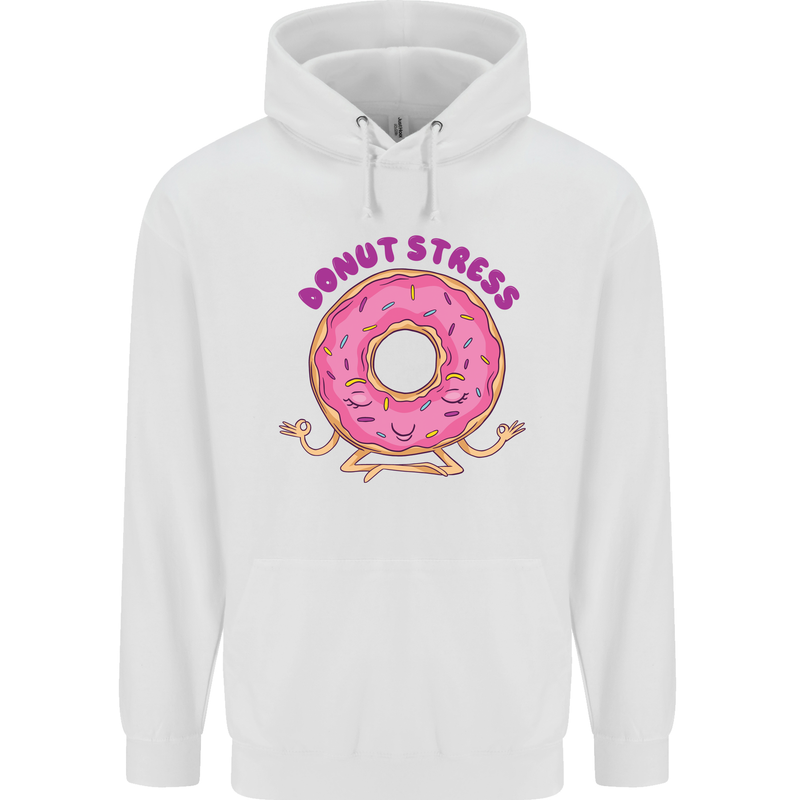 Donut Stress Funny Don't Stress Yoga Joke Childrens Kids Hoodie White