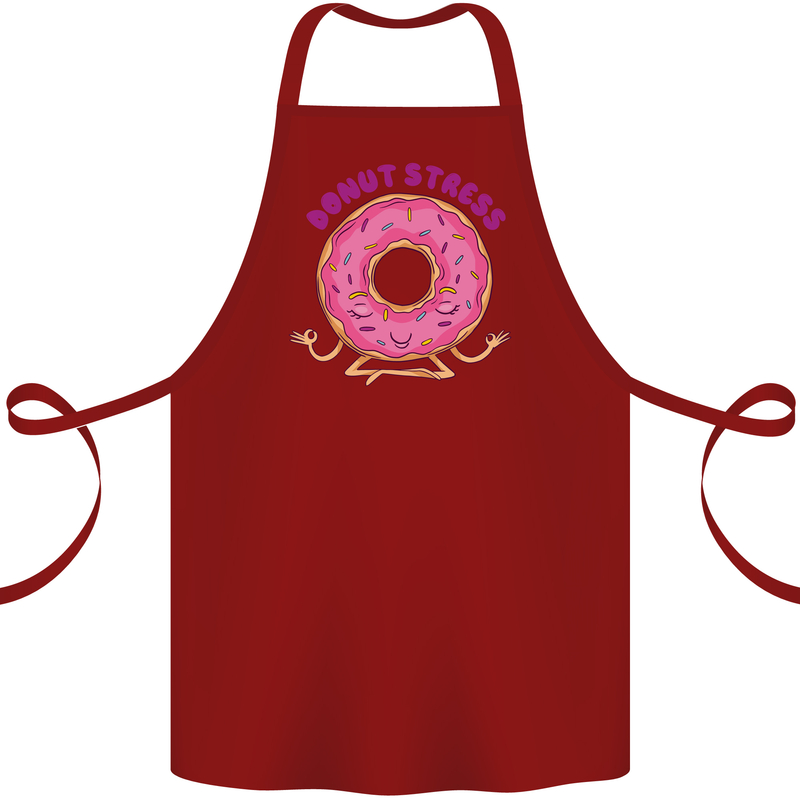 Donut Stress Funny Don't Stress Yoga Joke Cotton Apron 100% Organic Maroon
