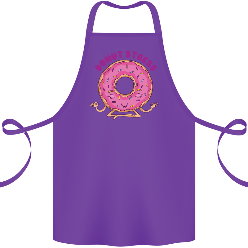 Donut Stress Funny Don't Stress Yoga Joke Cotton Apron 100% Organic Purple