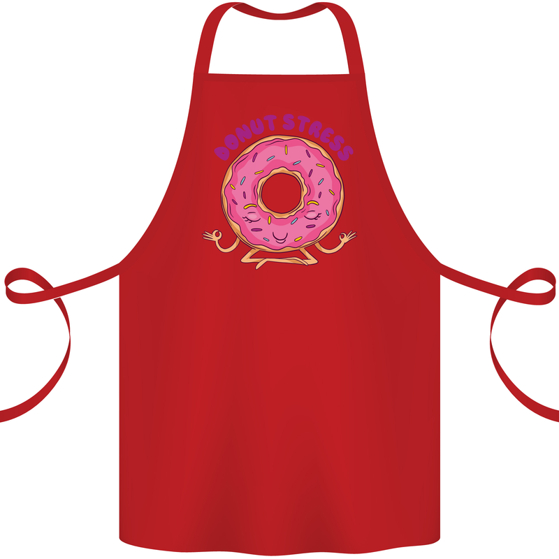 Donut Stress Funny Don't Stress Yoga Joke Cotton Apron 100% Organic Red