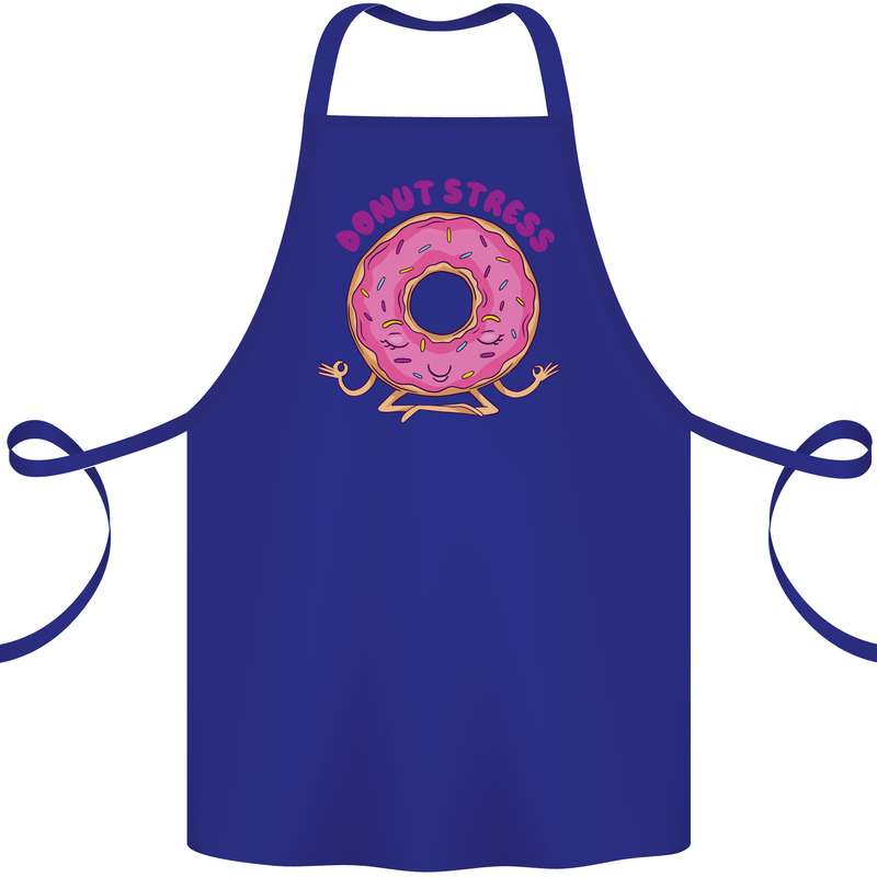 Donut Stress Funny Don't Stress Yoga Joke Cotton Apron 100% Organic Royal Blue