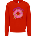 Donut Stress Funny Don't Stress Yoga Joke Kids Sweatshirt Jumper Bright Red