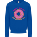 Donut Stress Funny Don't Stress Yoga Joke Kids Sweatshirt Jumper Royal Blue