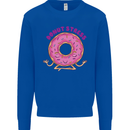 Donut Stress Funny Don't Stress Yoga Joke Kids Sweatshirt Jumper Royal Blue