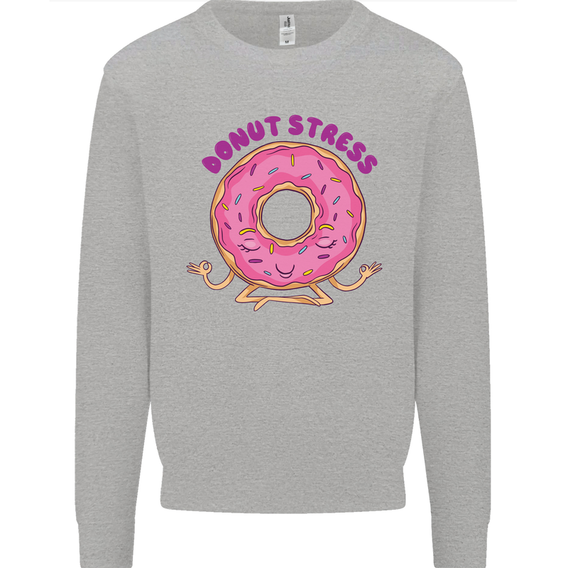 Donut Stress Funny Don't Stress Yoga Joke Kids Sweatshirt Jumper Sports Grey