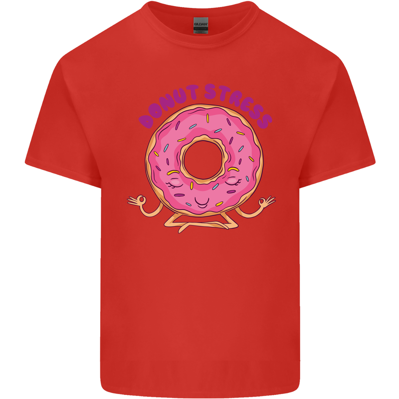 Donut Stress Funny Don't Stress Yoga Joke Kids T-Shirt Childrens Red