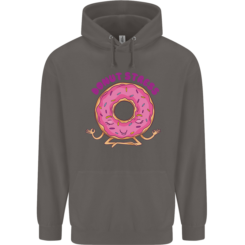 Donut Stress Funny Don't Stress Yoga Joke Mens 80% Cotton Hoodie Charcoal