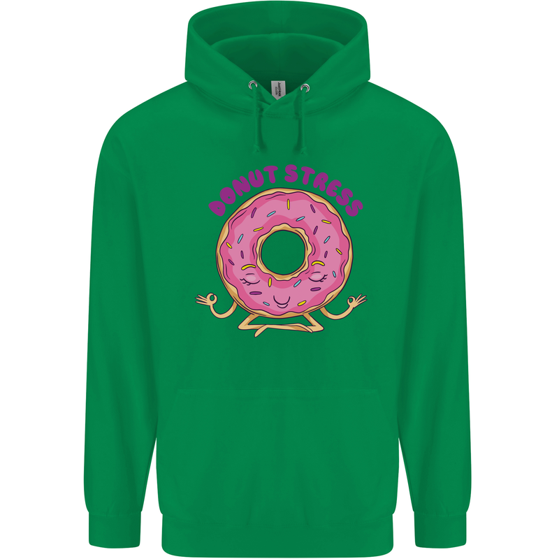 Donut Stress Funny Don't Stress Yoga Joke Mens 80% Cotton Hoodie Irish Green