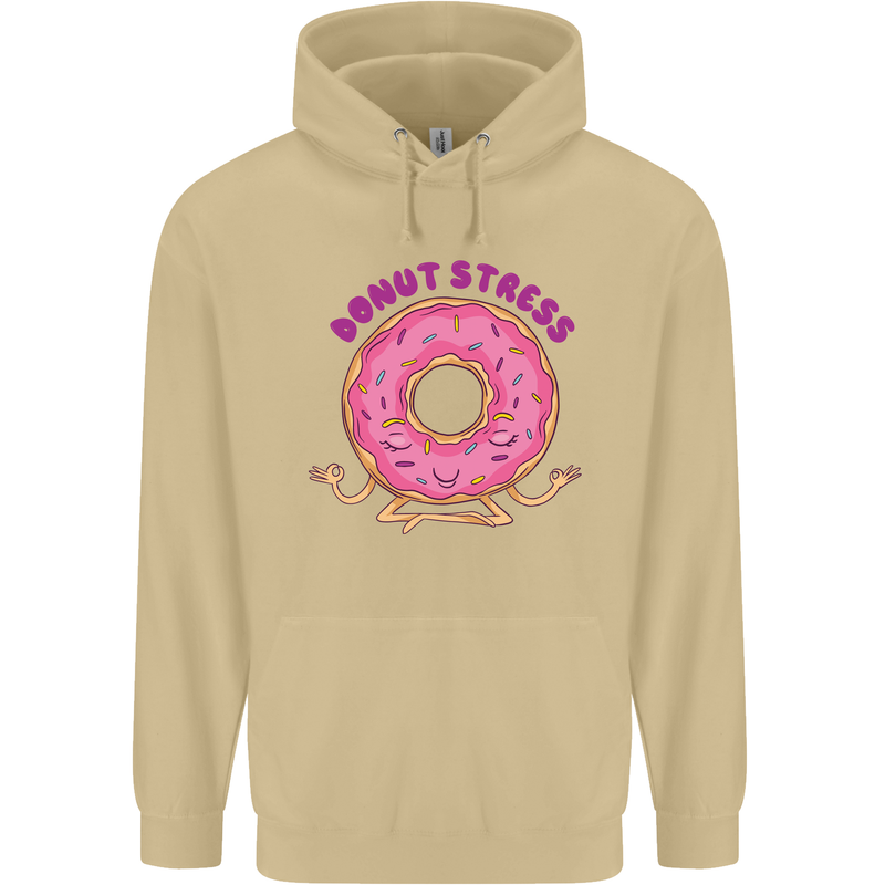 Donut Stress Funny Don't Stress Yoga Joke Mens 80% Cotton Hoodie Sand