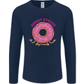 Donut Stress Funny Don't Stress Yoga Joke Mens Long Sleeve T-Shirt Navy Blue
