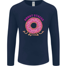 Donut Stress Funny Don't Stress Yoga Joke Mens Long Sleeve T-Shirt Navy Blue