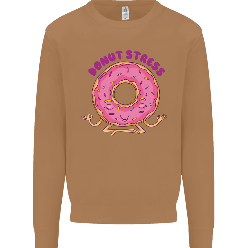 Donut Stress Funny Don't Stress Yoga Joke Mens Sweatshirt Jumper Caramel Latte