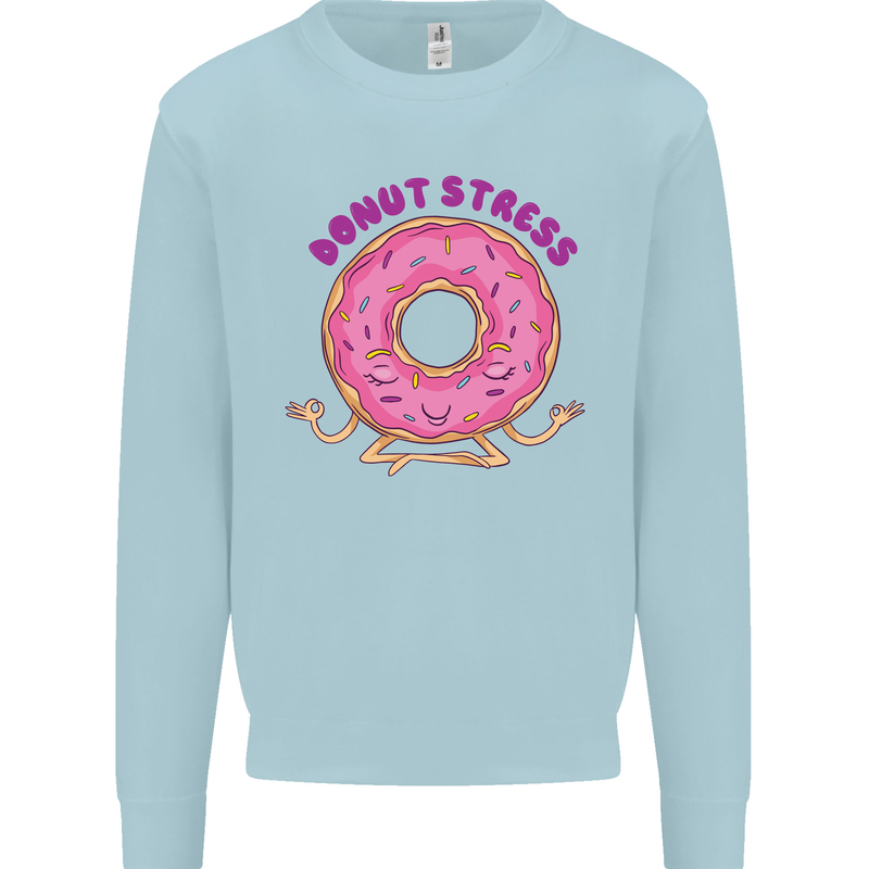 Donut Stress Funny Don't Stress Yoga Joke Mens Sweatshirt Jumper Light Blue